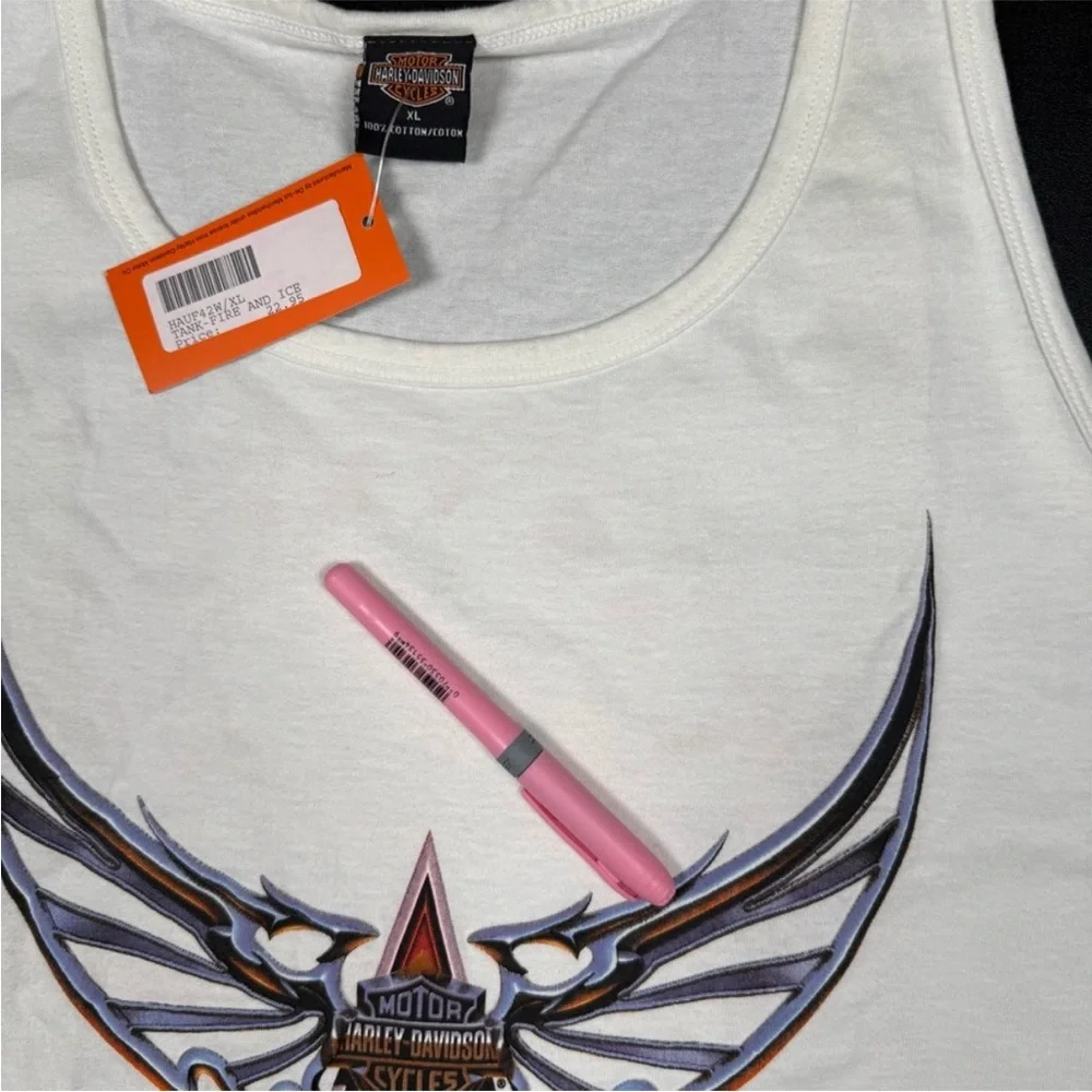 Lot of 2 - NWT Vintage Harley-Davidson Tank Top Biker Eagle USA Flag XL - Picture 12 of 15